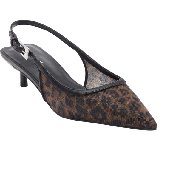Abound NWTs Lidia Mesh Brown Leopard Print Slingback Kitten Heels size 8.5 NIB - Picture 1 of 11